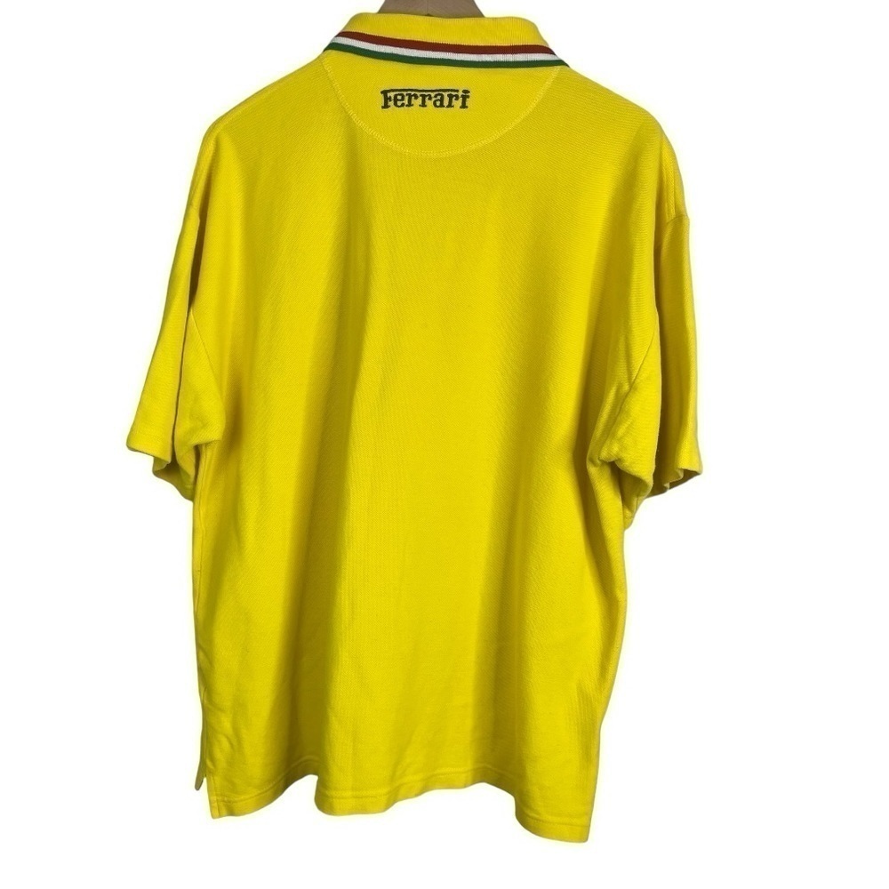 Vintage 1995 Ferrari Men’s Yellow Short Sleeve Polo Shirt - Picture 6 of 6